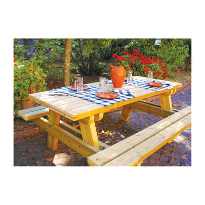 Set tavolo e sedie campagna in legno marrone prezzi e for Panche contenitori leroy merlin