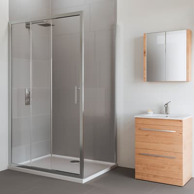 Cabina Doccia Multifunzione Leroy.Box Doccia Angolare Porta Scorrevole E Lato Fisso Rettangolare Verve 100 X 75 Cm H 190 Cm In Vetro Temprato Spessore 6 Mm Trasparente Cromato Prezzo Online Leroy Merlin