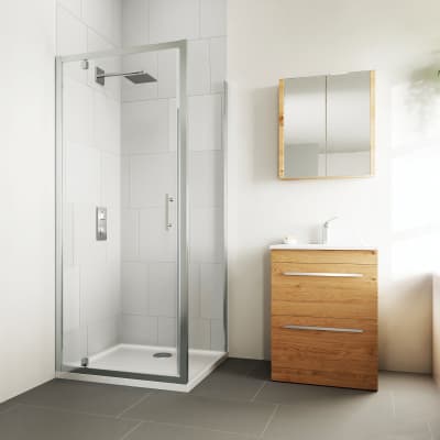 Cabina Doccia In Offerta Leroy Merlin.Box Doccia Angolare Con Porta A Battente E Lato Fisso Rettangolare Verve 90 X 80 Cm H 190 Cm In Vetro Temprato Spessore 6 Mm Trasparente Cromato Prezzi E Offerte Online Leroy Merlin